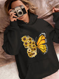 Women's Hoodie Sunflowers And Monarch Butterfly Among Bright Blossoms Butterfly