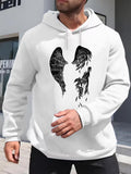 Men's Hoodie Feathered Wings Fragmenting With Falling Black Plumes Angel Wing
