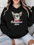 Women's Hoodie Chihuahua Mom With Sunglasses And Red Scarf Chihuahua