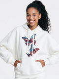 Women's Hoodie Colorful Patterned Wings Fluttering Gently Over Blossoming Flowers Butterfly