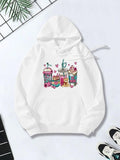 Women's Hoodie Colorful Cartoon Desserts And Sweet Strawberry Drink
