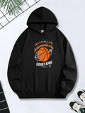Women's Hoodie Burning Basketball With White Bold Lettering Court King