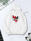 Women's Hoodie Delicate Red And Black Butterflies Dancing With Gentle Wings Butterfly