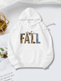 Women's Hoodie Autumn Leaves And Deer Antlers Fall Lettering Hoodie