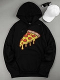 Men's Hoodie Melting Cheese Dripping Among Pepperoni Under Gooey Slice Pizza