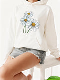 Women's Hoodie Blooming Daisies With Green Stems Under Soft Light Flower