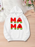 Women's Hoodie Mama With Watermelon Inspired Summer Red Letters Sweatshirt