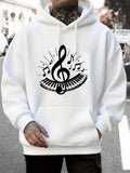 Men's Hoodie Shining Melody Notes With Rays Over Piano Keys