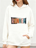 Women's Hoodie Colorful Artistic Block Letters With Bold Framed Modern Runner