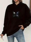 Women's Hoodie Starry Night Sky Pattern On Shimmering Black Butterfly
