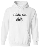 Men's Hoodie Ride On Simple Bicycle Graphic Highlighted By Clean White Sweatshirt Bicycle