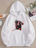 Men's Hoodie Dynamic Athlete With Striking Red And Black Uniform Skating On Ice Hockey Player