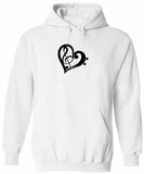 Men's Hoodie Artistic Musical Notes Forming A Unique Heart Motif Hoodie
