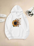 Women's Hoodie Golden Butterflies Fluttering Around Blooming Sunflower Hoodie