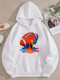 Men's Hoodie Bright Abstract Rainbow Paint Splashing Across Melting American Football