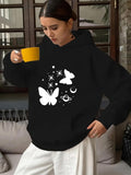 Women's Hoodie Celestial Magic With Stars Moon And Graceful Butterflies Hoodie