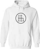 Men's Hoodie Minimalist Black Gear Shift Pattern With Numbers On White Hoodie