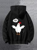 Men's Hoodie Moo Speech Bubble With Cartoon Chicken Illustration Hoodie