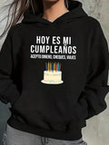 Women's Hoodie Colorful Candles On Frosted Birthday Cake With Cheerful Festive Decoration Cake