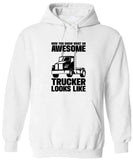 Men's Hoodie Awesome Black And White Semi Truck Illustration Hoodie Trucker