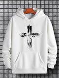 Men's Hoodie Abstract Black Brush Strokes Forming A Bold Cross Symbol Hoodie