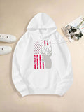 Women's Hoodie Patriotic Flag With Stars And Bold Deer Silhouette Hoodie