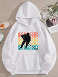 Men's Hoodie Colorful Lettering With Player Silhouette And Multicolor Words Ice Hockey