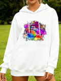 Women's Hoodie Vivid Watercolor Splashes With Paint Effect Over Basketball