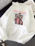 Men's Hoodie Stay Trashy Playful Raccoons Popping Out From Shiny Metal Trash Can
