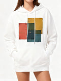 Women's Hoodie Colorful Overlapping Painted Rectangles With Layered Artistic Texture Blocks