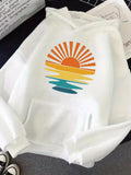 Men's Hoodie Radiant Vibrant Color Waves Under Shining Sunset Sun