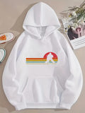Men's Hoodie Retro Colorful Sunset Stripes With Skating Silhouette Skater