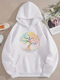 Men's Hoodie Colorful Leaves Flowing On Rainbow Circle Tree