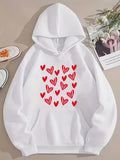 Men's Hoodie Scattered Red Brushstroke Hearts On Soft White Hoodie