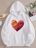Men's Hoodie Colorful Watercolor Swirls With Sunset Clouds Patterned Heart