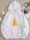 Men's Hoodie Golden Festive Swirls And Twinkling Winter Holiday Tree