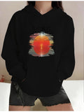 Women's Hoodie Shimmering Painted Reflection With Sunset Over Gentle Water Horizon