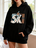 Women's Hoodie Ski Lodge With Winter Snow Covered Mountain Ski