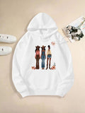 Women's Hoodie Casual Day With Three Stylish Women Surrounded By Flowers Illustration Women