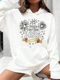 Women's Hoodie Happy New Year Surrounded By Festive Fireworks Celebration Banner 2026