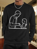 Men's Hoodie Tender Family Scene With Outlined Silhouette Of Father Bonding With Child