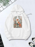 Women's Hoodie Autumn Foliage With Wildflowers And Playful Red Fox In Forest