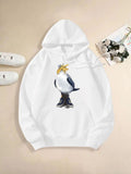 Women's Hoodie Comical Penguin Standing Among White Background Penguin