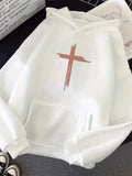 Men's Hoodie Minimalist Brushstroke Red Painted Artistic Cross