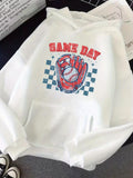 Men's Hoodie Game Day Checkerboard Pattern With Baseball Glove And Flying Ball