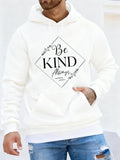 Men's Hoodie Be Kind Always Minimalist Linework With Leaves Diamond Frame Lettering