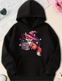 Men's Hoodie Whimsical Orange Fox With Witch Hat Surrounded By Stars And Books Fox