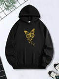 Women's Hoodie Golden Butterfly With Sparkling Dust On Classic Cozy Hoodie