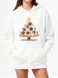 Women's Hoodie Holiday Cookie Tree With Festive Decorations Colorful Frosting Chocolate Star Cookie