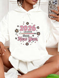 Women's Hoodie 2026 Happy New Year With Doodles And Festive Firework Elements